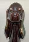 Vintage Ceramic Dog Made In Japan 12 3 8   mcm Rhinestone Eyes Green   Brown Glaze
