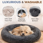 Dog Bed Donut Soft Large Plush Cat Beds For Calming Pet Anti Anxiety Washable L