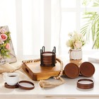 Set Of 6 Wooden Coasters With Holder - Coffee Table Coasters For Drinks  Mode   
