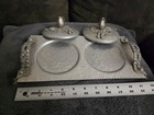 Vintage Rodney Kent Hand-wrought Hammered Aluminum Double Relish Or Vanity Dish