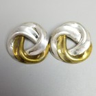 Vintage Sterling Silver Mixed Metal Round Knot Stud Earrings  Mexico 925  Estate