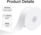 White Ribbon 1-1 2 Inch  Fabric Satin Ribbon 50 Yards  Double Faced Wide Silk Ri