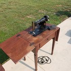 Mid Century Singer Sewing Machine In Cherry Finish Folding Cabinet Desk Table