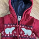 Gap Infant Sweater Jacket Sz 18-24 Mo Zip Up Red Navy Polar Bear Hoodie 90s Y2k