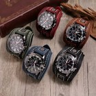 Wide Leather Watch Cuff Band Brown Wrist Black Strap Punk Retro Quartz Mens New