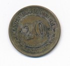1921 China Silver 20 Cents Coin Kwang Tung