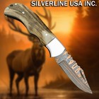 Copper Damascus Steel Folding Knife  Camping  Hunting outdoor Hand Made Dm f 017
