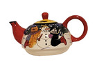 Vtg 2001 Candace Reiter Catzilla Ceramic Cat Christmas Teapot