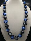 Hawaiian Kukui Nut Lei Class Of 2025 Graduation Lei Necklace Black Blue Hibiscus