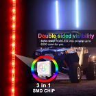 2x 3ft Rgb Led Whip Light Lighted Antenna W  Flag For Polaris Rzr Buggy Atv Utv
