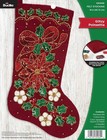 Bucilla Felt Applique Stocking Kit - Glitzy Poinsettia 18 