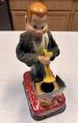 Vintage Yone japan Bubble Blowing Musician  1960 Litho Tin  Trumpet 9 1 2    Tall