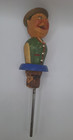 Vintage  Mechanical Bottle Stopper     Wooden Carved Man