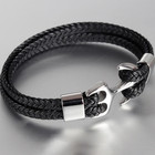 Gothic Punk Stainless Steel Anchor Bracelets Genuine Leather Bracelet   Bangles