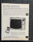 Admiral Tv Super Son-r 19 Remote Control Portable Quality Vintage Print Ad 1961