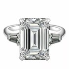 4 Ct Emerald Cut Def Moissanite Three-stone Engagement Ring Solid 14k White Gold
