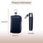 2pcs Genuine Leather Key Holder Bag W 6 Metal Hooks Keyring   4 Card Slot Blue