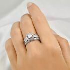 Womens 1 50 Carat Ct Round Cut Wedding Band Engagement Ring Set Silver Size 5-9