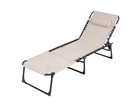 Nuu Garden Foldable Outdoor Chaise Lounge Chair Adjustable Patio Recliner Beige