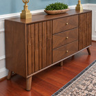 56  Mid Century Modern Fluted Sideboard Buffet Cabinet Wood Tv Stand 3 Drawers