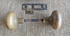 Vintage Antigue Cast Brass Round Door Knob Set Indoor Latch