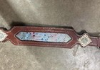 Western Horse Breast Collar Brown Leather With Color  Inlay Silver-tone Conchos