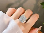 4 10 Ct Emerald Cut White Moissanite Engagement Wedding Ring 925 Sterling Silver