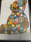 Pair Of Cute Vintage Finished Needlework Pieces  Patchwork Elephant  Teddy Bear