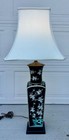 Antique Large Chinese Famille Noire Square Porcelain Vase Table Lamp 36 