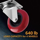 Powertec 4pk 3 Inch Swivel Polyurethane Plate Caster  Red   17206 