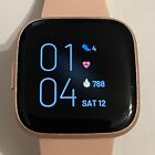 Fitbit Versa 2 - Health   Fitness Smart Watch Copper Rose   Pink Band Fb507