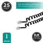 Coiled Telephone Handset Cord 25 Ft Uncoiled Landline Phone Cable Black