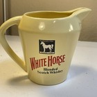 Vintage White Horse Blended Scotch Whiskey Ceramic Pitcher Pour Jug Liquor Ad