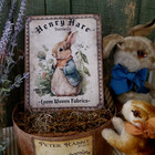 Shabby Primitive Antique Vintage Folk Style Easter Rabbit Bunny Textile Co  Sign