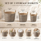 Handwoven Seagrass Storage Baskets Set Of 3  Large Woven Baskets With Handles Fo