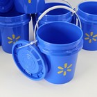Lot Of 5  Walmart Mini Bucket Blue W yellow Star  With Lids  Collectible Htf