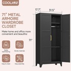 Storage Wardrobe Cabinet Metal Armoire Closet Clothes Cabinet Armoire W  Handle