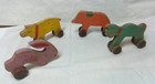Vintage Advertising Jenny Wren Flour Wood Pull Toy Cat 2 Pigs   Rabbit Lot Of 4
