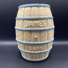Vintage Salt Water Taffy Barrel Bank James Candy Co Atlantic City Nj  7in Tall