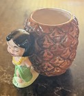 Vintage Ceramic Hula Girl Pineapple Hawaii Aloha Tiki Kitschy Mug Cup Barware