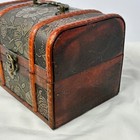 Treasure Chest Floral Embossed Wood Trunk Trinket Keepsake Box Rustic Cottage
