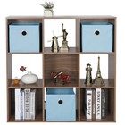 9 Cubes 3-tier Organizer Wood Bookshelf Open Shelf Bookcase Storage For Bedroom