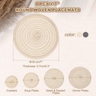 8 Pcs Round Woven Placemats  7  Braided Placemat  Beige gray
