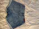 Hollister High Rise Mom Short 3 In Women   s 25 Blue Medium Wash Denim Cut-off