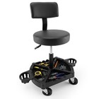 Rolling Shop Stool With Wheels  Adjustable Mechanic Chair  Garage Seat With Back