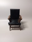 Dollhouse Miniature Vintage Faux Leather Wood Armchair Chair Furniture