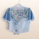 Vintage 70s Lace Tie Front Floral Lingerie Top Cal Togs Blue   White Sheer