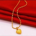 24k Dubai Gold Plated Heart Necklace   Earrings Set   Gift Box Included