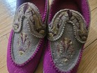 Antique Victorian Wool Felt Embroidered Snug-lers Childrens Slippers