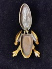 Antique Edwardian Solid Brass Frog Hinged Trinket Box     Sand-cast  1891-1914